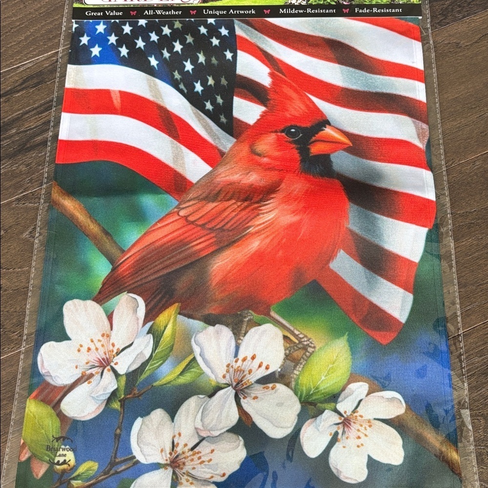 Erin’s Garden American Cardinal flag, dogwood,all-weather mildew/fade resist